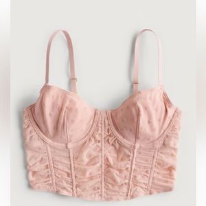 Hollister pink heart mesh bustier